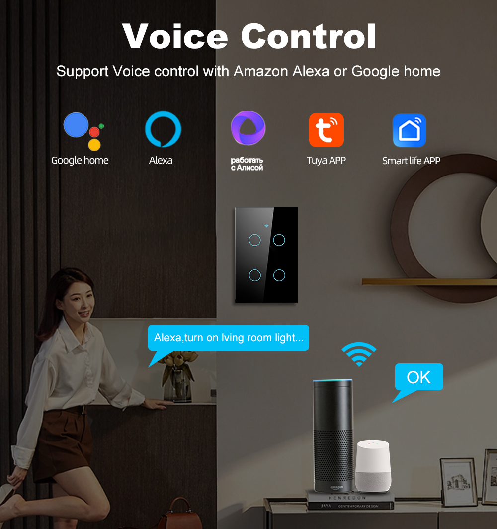 Умный сенсорный настенный выкл – обзор и цена Smart Light Switch Wifi