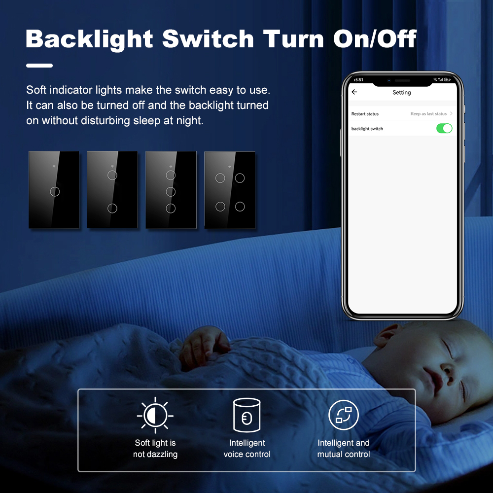 Умный сенсорный настенный выкл – обзор и цена Smart Light Switch Wifi